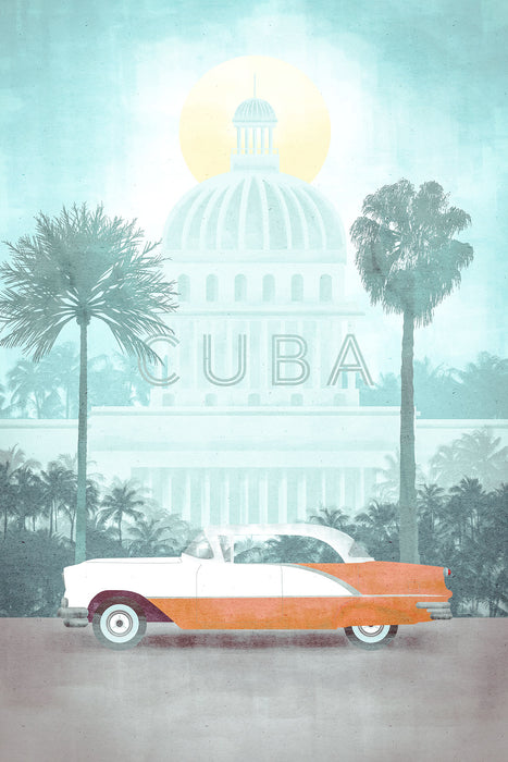 Komar NEU | Keilrahmenbild - Vintage Travel Cuba - Größe 40 x 60 cm