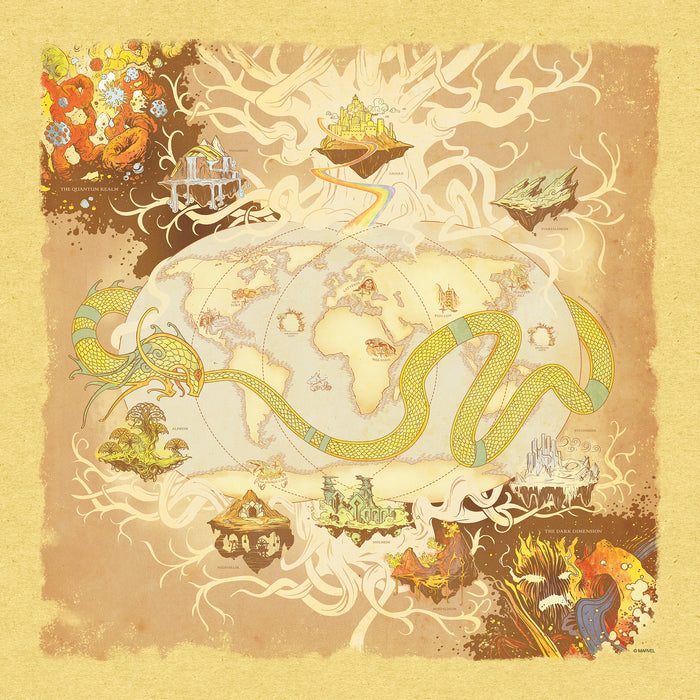 Keilrahmenbild | Marvel World Map | 40 x 40 cm