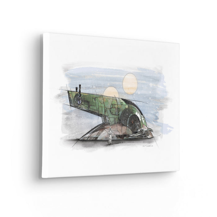 Komar NEU | Komar Keilrahmenbild - Star Wars Boba Fett Spaceship Sketch - Größe: 40 x 30 cm