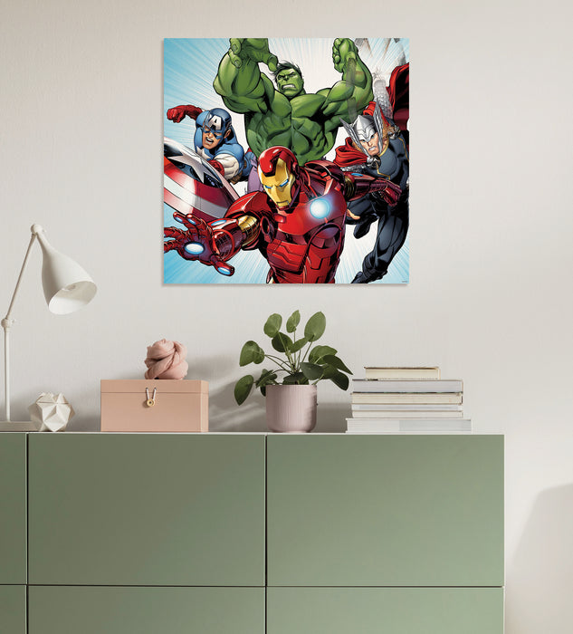 Komar NEU | Komar Keilrahmenbild - Marvel Avengers Teampower - Größe: 60 x 60 cm