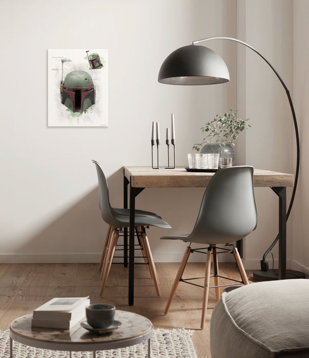 Komar NEU | Komar Keilrahmenbild - Star Wars Boba Fett Helmet Sketch - Größe: 30 x 40 cm