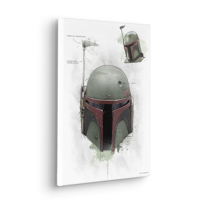 Keilrahmenbild | Star Wars Boba Fett Helmet Sketch | : 30 x 40 cm