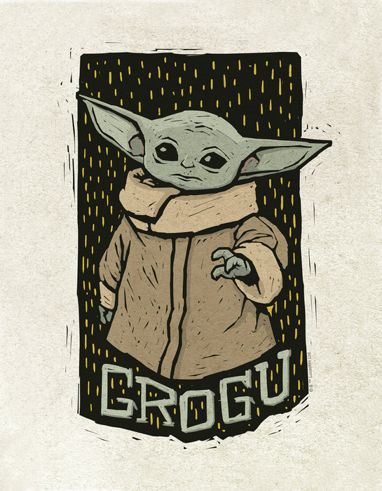 Komar NEU | Komar Keilrahmenbild - Star Wars The Mandalorian Grogu Lino-Cut - Größe: 30 x 40 cm