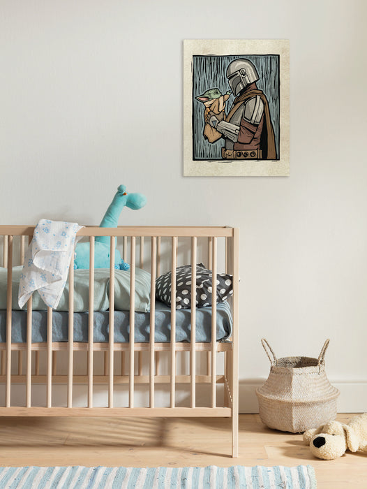 Komar NEU | Komar Keilrahmenbild - Star Wars The Mandalorian Lino-Cut - Größe: 30 x 40 cm