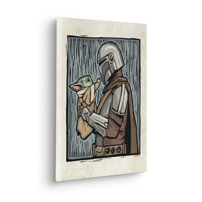 Komar NEU | Komar Keilrahmenbild - Star Wars The Mandalorian Lino-Cut - Größe: 30 x 40 cm