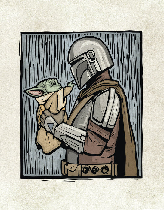 Komar NEU | Komar Keilrahmenbild - Star Wars The Mandalorian Lino-Cut - Größe: 30 x 40 cm