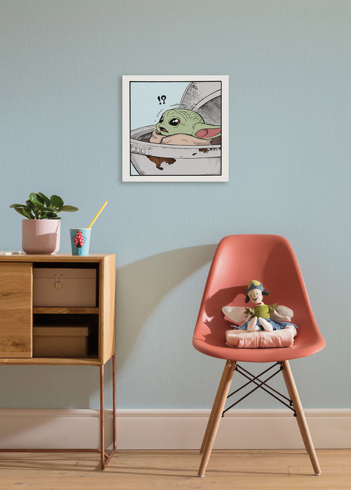 Komar NEU | Komar Keilrahmenbild - Star Wars The Mandalorian Grogu Shocked - Größe: 40 x 40 cm