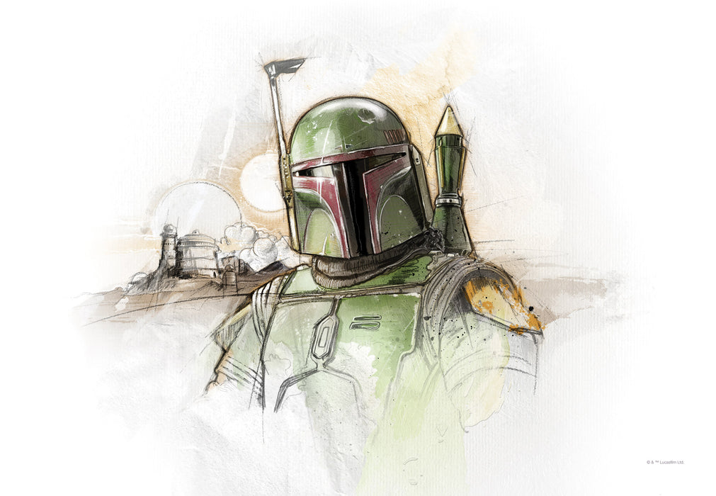 Komar NEU | Komar Keilrahmenbild - Star Wars Boba Fett Sketch - Größe: 60 x 40 cm