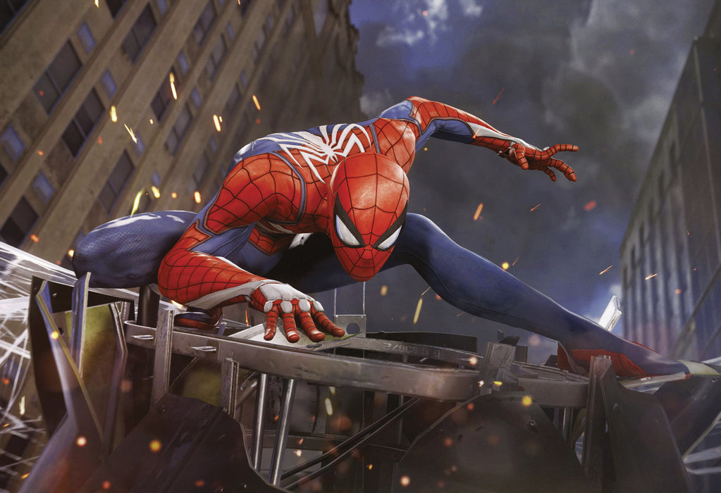 Komar NEU | Komar Keilrahmenbild - Marvel Spider-Man Landing - Größe: 90 x 60 cm