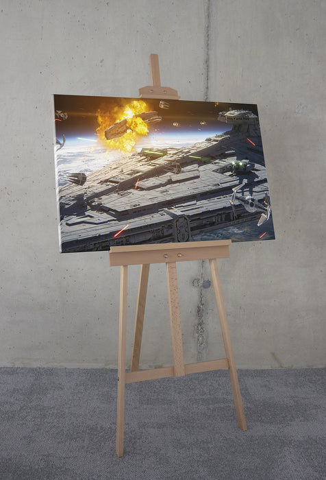 Komar NEU | Komar Keilrahmenbild - Star Wars The Mandalorian Space Fight - Größe: 90 x 60 cm
