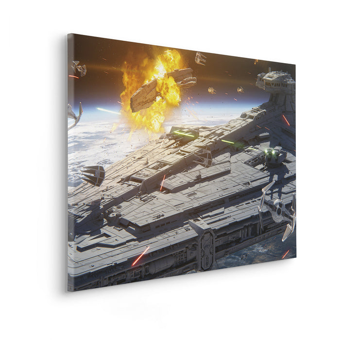 Keilrahmenbild | Star Wars The Mandalorian Space Fight | : 90 x 60 cm
