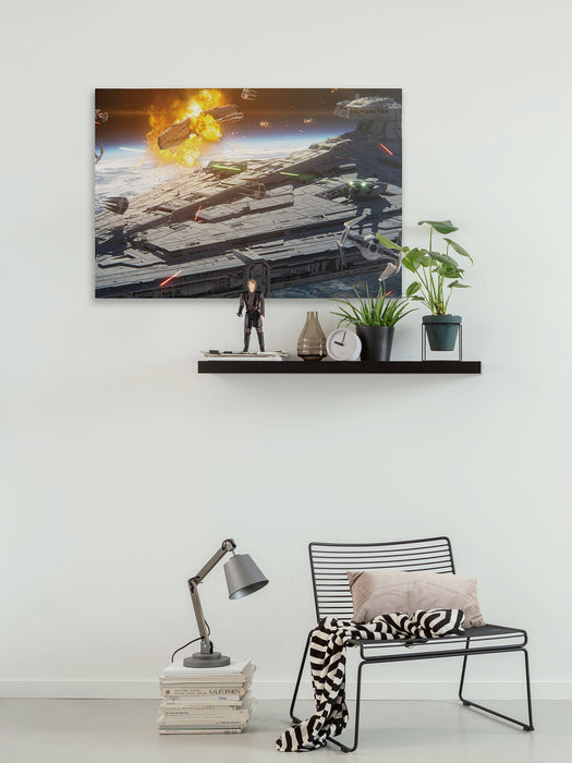 Komar NEU | Komar Keilrahmenbild - Star Wars The Mandalorian Space Fight - Größe: 90 x 60 cm