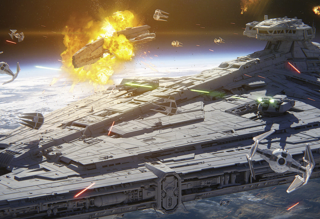 Komar NEU | Komar Keilrahmenbild - Star Wars The Mandalorian Space Fight - Größe: 90 x 60 cm