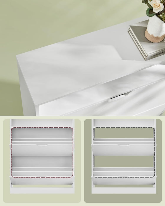 AUSLAUF VASAGLE | LBC048W01 Shoe Rack with 2 Drops, Open Compartment, Adjustable Divider, Hallway, Fits 11-16 Pairs of Shoes, 24 x 80 x 102 cm, Cloud weiß