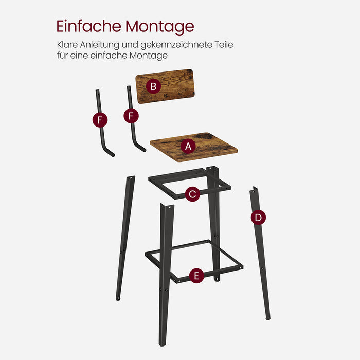 NEU | VASAGLE | 2er Set Barhocker mit Rückenlehne