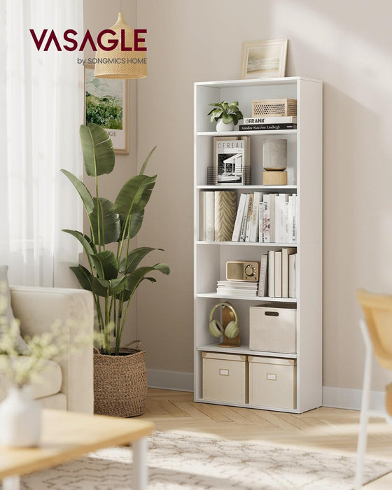 AUSLAUF VASAGLE | 6 Tier Bookcase Storage Shelf for Living Room Office Bedroom Study Scandinavian Style Scandinavian Style 24 x 60 x 178.5 cm weiß LBC169T14