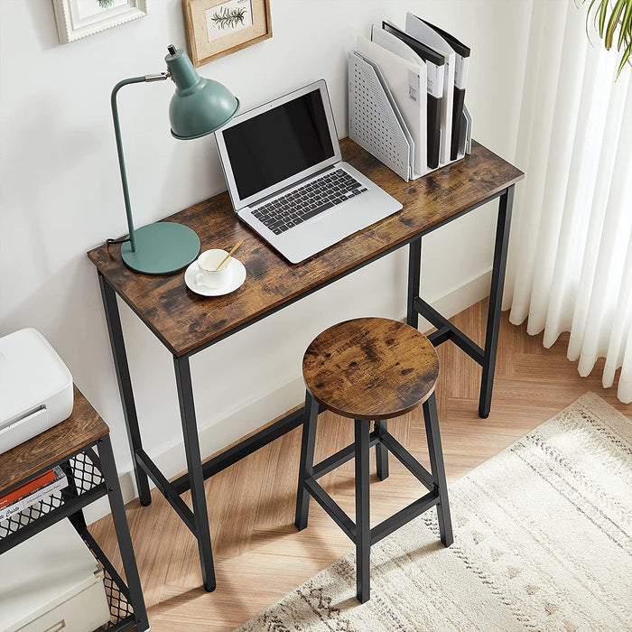 AUSLAUF VASAGLE | LBC232B01 Set of 4 Kitchen Bar Stools with Steel Frame Height 65 cm Round Easy Assembly Industrial Design Vintage Brown / Black