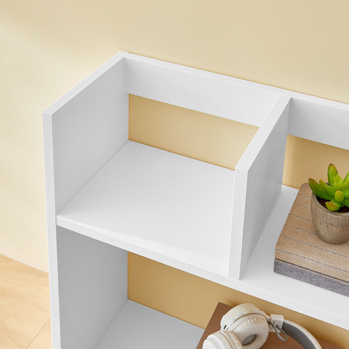 AUSLAUF VASAGLE | Desktop Shelf, Wooden Desk Storage Hutch with 6 Shelves for Computer Desk, 3-Tier Desktop Display Rack for Home Office (weiß)