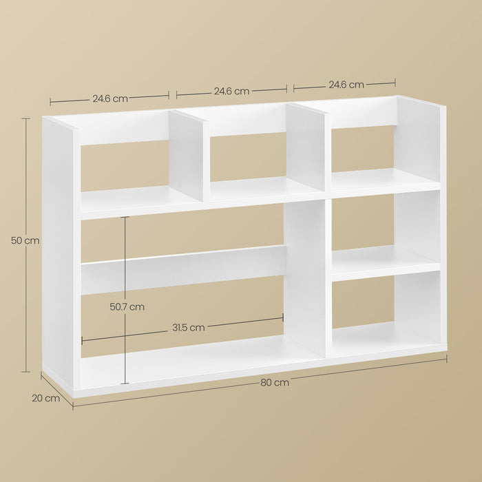 AUSLAUF VASAGLE | Desktop Shelf, Wooden Desk Storage Hutch with 6 Shelves for Computer Desk, 3-Tier Desktop Display Rack for Home Office (weiß)