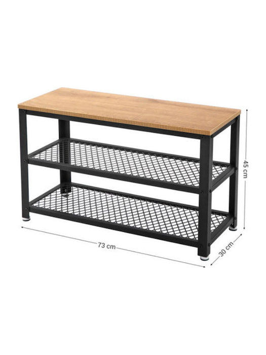 AUSLAUF VASAGLE | LBS073N01 Metal Shoe Rack with 2 Shelves und Bench