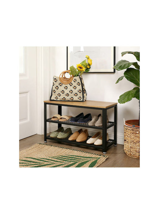 AUSLAUF VASAGLE | LBS073N01 Metal Shoe Rack with 2 Shelves und Bench