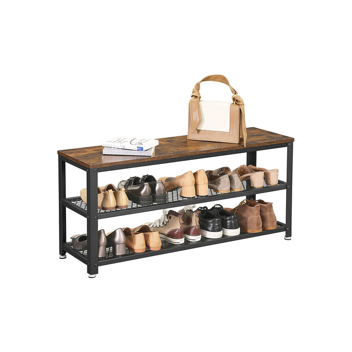 AUSLAUF VASAGLE | Shoe Bench, Chipboard Steel, rustikal braun + Black, 100 cm