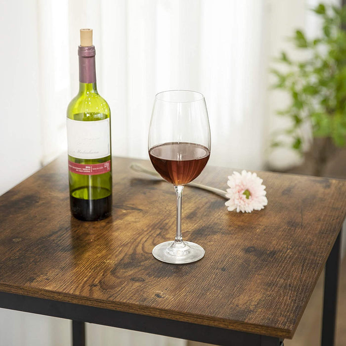 AUSLAUF VASAGLE | Breakfast Bar, Square Tall Bar Table, Heavy-Duty Steel Frame, 60 x 60 x 90 cm, Easy Assembly, for Kitchen Living Room, Industrial Style, rustikal braun und Black LBT25X