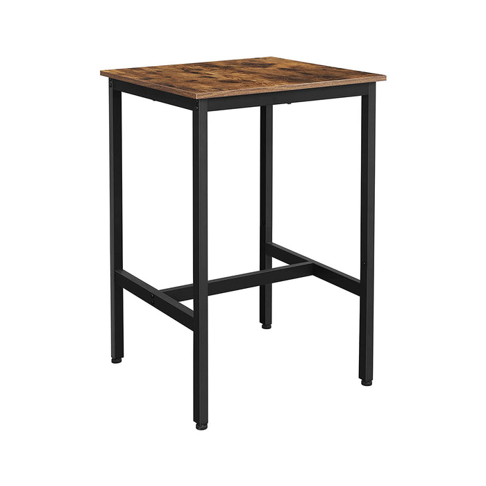 AUSLAUF VASAGLE | Breakfast Bar, Square Tall Bar Table, Heavy-Duty Steel Frame, 60 x 60 x 90 cm, Easy Assembly, for Kitchen Living Room, Industrial Style, rustikal braun und Black LBT25X