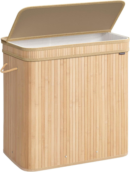 AUSLAUF SONGMICS | Laundry Hamper with Lid, Bamboo Laundry Basket, Removable Machine Washable Hamper Basket, with Handles, 150 L, for Laundry Room, Bedroom, Washroom, Natural Beige LCB062N01
