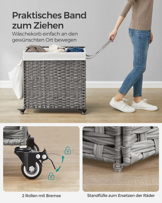 SONGMICS | Wäschekorb mit Rollen