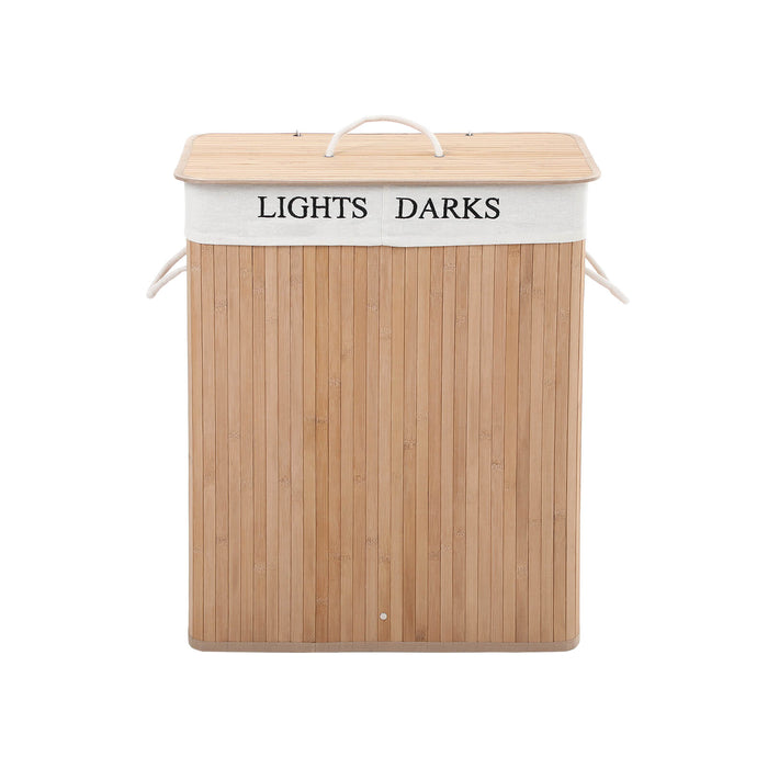 NEU | SONGMICS | Wäschekorb aus Bambus mit Deckel und Griffen Naturfarben