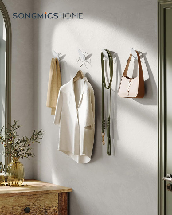 SONGMICS | Garderobenhaken 4er Set Ei-Form Design perlweiß