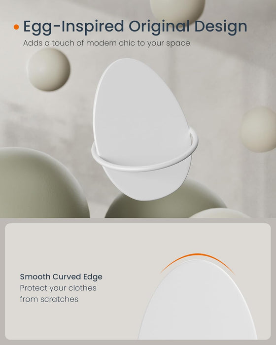 SONGMICS | Garderobenhaken 4er Set Ei-Form Design perlweiß