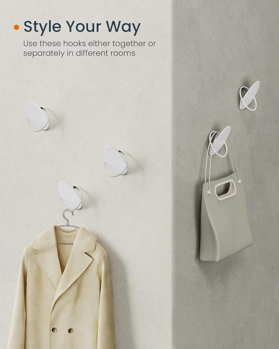 SONGMICS | Garderobenhaken 4er Set Ei-Form Design perlweiß