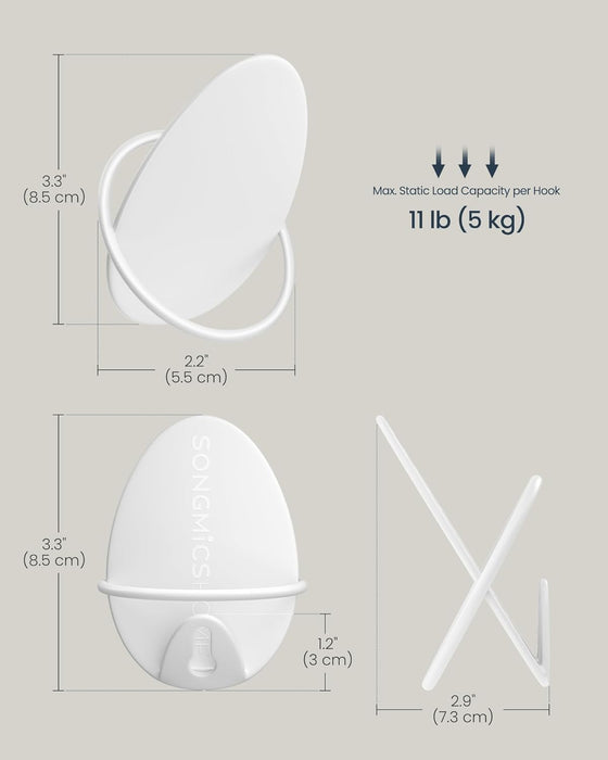 SONGMICS | Garderobenhaken 4er Set Ei-Form Design perlweiß