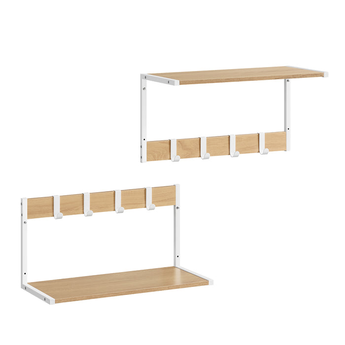 AUSLAUF VASAGLE | 2pc Floating Shelves, 9.53" Deep Wall Mounted Hanging Shelves for Living Room, Kitchen, Bedroom, Bathroom, Storage und Display Shelf Set, Oak weiß