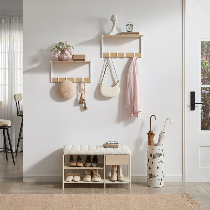 AUSLAUF VASAGLE | 2pc Floating Shelves, 9.53" Deep Wall Mounted Hanging Shelves for Living Room, Kitchen, Bedroom, Bathroom, Storage und Display Shelf Set, Oak weiß