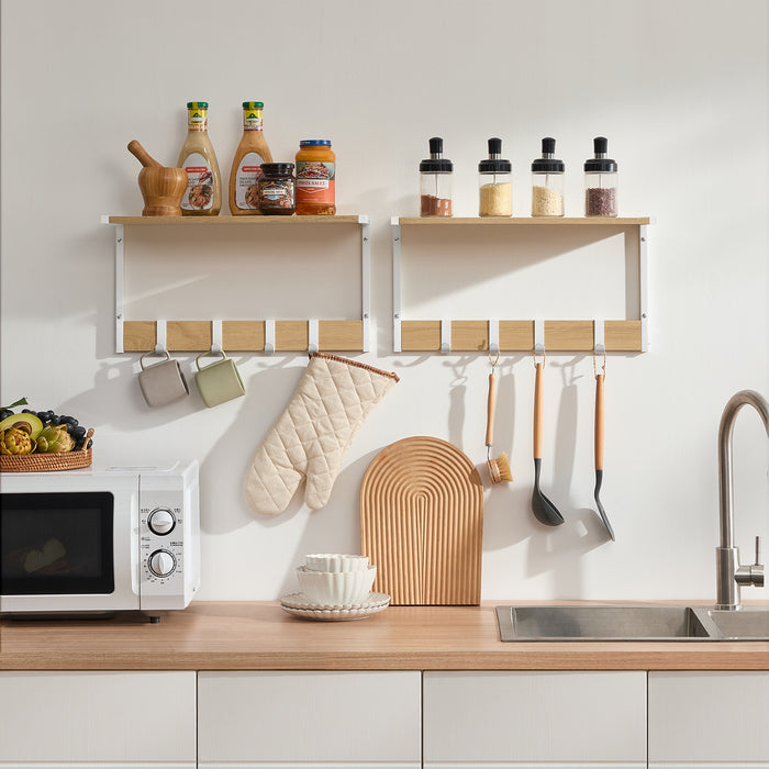 AUSLAUF VASAGLE | 2pc Floating Shelves, 9.53" Deep Wall Mounted Hanging Shelves for Living Room, Kitchen, Bedroom, Bathroom, Storage und Display Shelf Set, Oak weiß