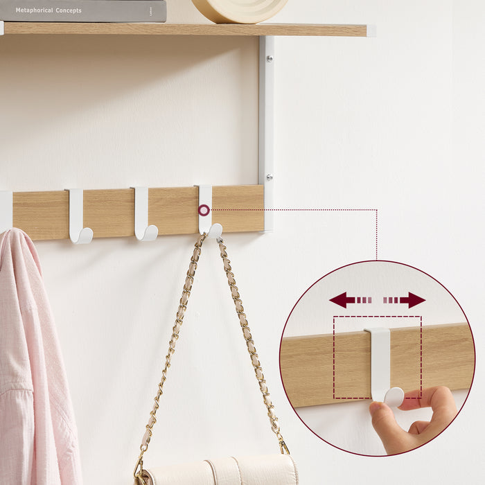 AUSLAUF VASAGLE | 2pc Floating Shelves, 9.53" Deep Wall Mounted Hanging Shelves for Living Room, Kitchen, Bedroom, Bathroom, Storage und Display Shelf Set, Oak weiß