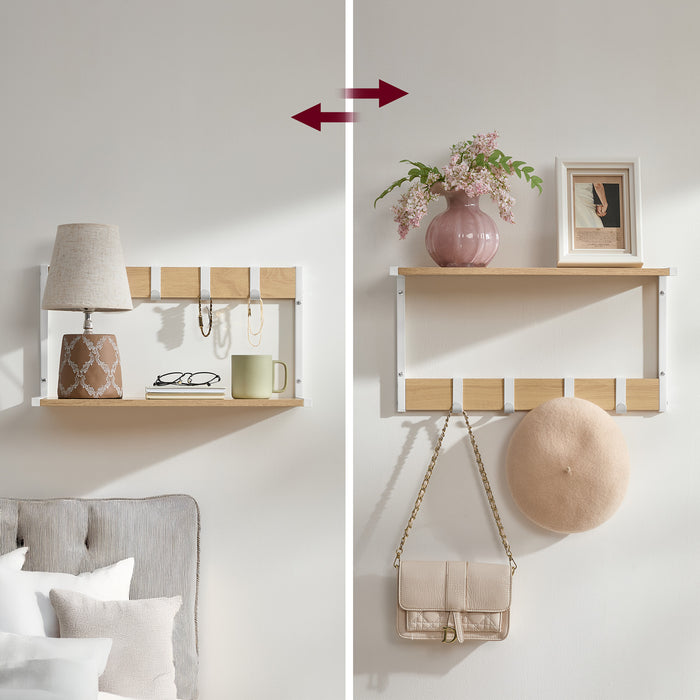 AUSLAUF VASAGLE | 2pc Floating Shelves, 9.53" Deep Wall Mounted Hanging Shelves for Living Room, Kitchen, Bedroom, Bathroom, Storage und Display Shelf Set, Oak weiß