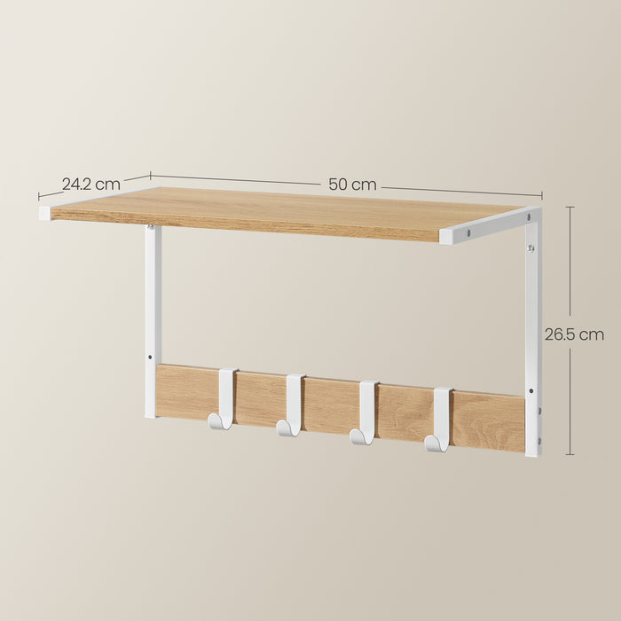 AUSLAUF VASAGLE | 2pc Floating Shelves, 9.53" Deep Wall Mounted Hanging Shelves for Living Room, Kitchen, Bedroom, Bathroom, Storage und Display Shelf Set, Oak weiß