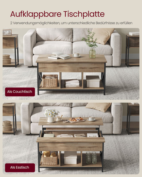 NEU | VASAGLE | Couchtisch höhenverstellbar kamelbraun-schwarz