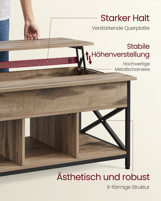 NEU | VASAGLE | Couchtisch höhenverstellbar kamelbraun-schwarz