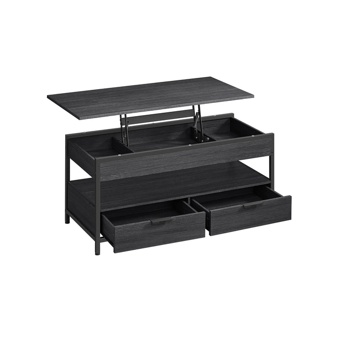 AUSLAUF VASAGLE | Lift Top Coffee Table, Living Room Table, with Storage Drawers, versteckt Compartments, und Open Shelf, Charcoal grau und Ink Black LCT209B22