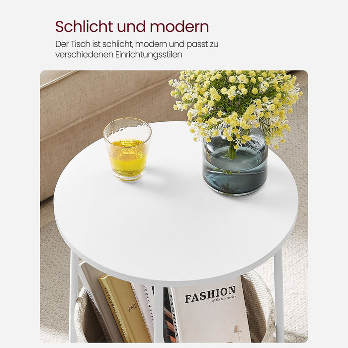 VASAGLE | Runder Beistelltisch mit Korb aus Stoff