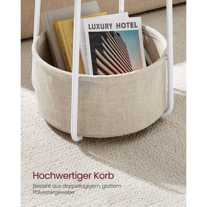 VASAGLE | Runder Beistelltisch mit Korb aus Stoff