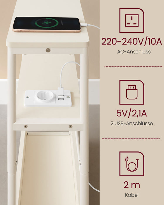 NEU | VASAGLE | Beistelltisch mit 3 Ablagen schmal cremeweiß