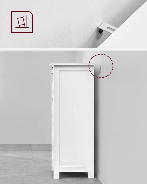 AUSLAUF VASAGLE | LHC40W, Bathroom Cabinet with 4 Drawers, Chest of Drawers, 30 x 30 x 82 cm, for a living room, kitchen und hallway, space saver, weiß