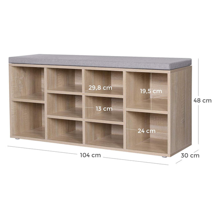 NEU | VASAGLE | Gepolsterte Schuhbank Naturfarben-Grau