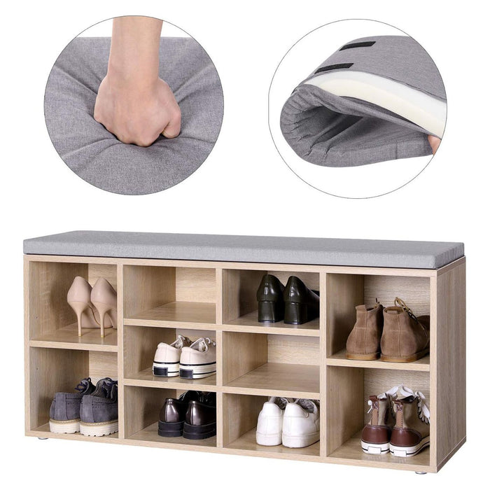 NEU | VASAGLE | Gepolsterte Schuhbank Naturfarben-Grau